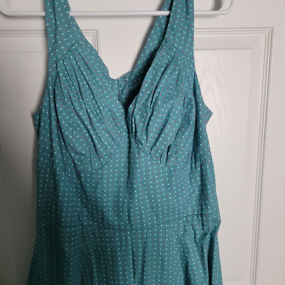 Turquoise polka dot dress sz 2xl